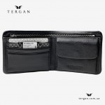 Мужской кошелек TERGAN 1361 из мягкой кожи с монетницей и отделением на молнии  SIYAH NAPPA Черный