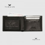 Мужской кожаный кошелек TERGAN 1373 SIYAH VEGETAL (черный, горизонтальный, с монетницей на кнопке) 