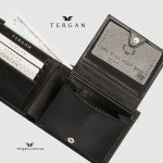 Мужской кожаный кошелек TERGAN 1373 SIYAH VEGETAL (черный, горизонтальный, с монетницей на кнопке) 