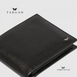 Мужской кожаный кошелек TERGAN 1373 SIYAH VEGETAL (черный, горизонтальный, с монетницей на кнопке) 