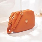 Женская кожаная сумка кроссбоди TERGAN 78865 ORANGE FLOATER оранжевая