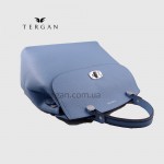 Сумка женская кожаная TERGAN 79121 Стильная Средняя с ремнем через плечо MAVI FLOATER Голубой