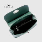 Сумка женская кожаная TERGAN 79121 Стильная Средняя с ремнем через плечо KOYU YESIL FLOATER Зеленый