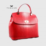 Сумка женская кожаная TERGAN 79121 Стильная Средняя с ремнем через плечо KIRMIZI PITON/KIRMIZI RUSTIC Красный Красный