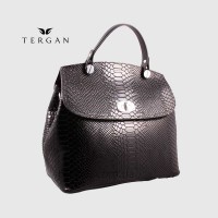 Сумка женская кожаная TERGAN 79121 Стильная Средняя с ремнем через плечоSIYAH PITON/SIYAH RUSTIC Черный