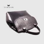Сумка женская кожаная TERGAN 79121 Стильная Средняя с ремнем через плечо SIYAH PITON/SIYAH RUSTIC Черный Черный