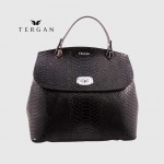 Сумка женская кожаная TERGAN 79121 Стильная Средняя с ремнем через плечо SIYAH PITON/SIYAH RUSTIC Черный Черный