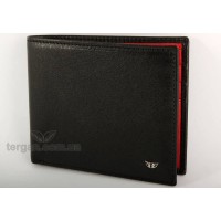 Небольшое мужское кожаное портмоне TERGAN 1211 С отделением на 6 карт SIYAH VEG/ KIRMIZI RUSTIC
