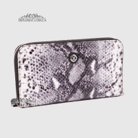 Кошелек-клатч кожаный на молнии TERGAN 5734 BEYAZ ANACONDA / SIYAH RUSTIC