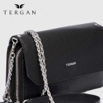 Клатч женский TERGAN 79671 Кожаный на два отделения на молнии SIYAH LATIGO Черный Черный