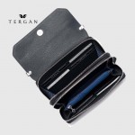 Клатч женский TERGAN 79671 Кожаный на два отделения на молнии LACIVERT LATIGO Темно Синий Синий