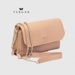 Клатч женский TERGAN 79671 Кожаный на два отделения на молнии NUDE GUSEL 