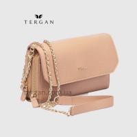 Клатч женский TERGAN 79671 Кожаный на два отделения на молнииNUDE GUSEL