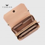 Клатч женский TERGAN 79671 Кожаный на два отделения на молнии NUDE GUSEL 
