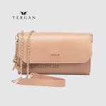 Клатч женский TERGAN 79671 Кожаный на два отделения на молнии NUDE GUSEL 