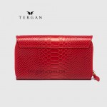 Клатч женский TERGAN 79671 Кожаный на два отделения на молнии KIRMIZI PITON/KIRMIZI ARSEL Черный