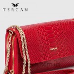Клатч женский TERGAN 79671 Кожаный на два отделения на молнии KIRMIZI PITON/KIRMIZI ARSEL Черный
