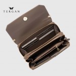 Клатч женский TERGAN 79671 Кожаный на два отделения на молнии KUM PITON/KUM ARSEL Черный