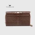 Клатч женский TERGAN 79671 Кожаный на два отделения на молнии KUM PITON/KUM ARSEL Черный