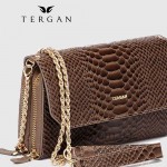 Клатч женский TERGAN 79671 Кожаный на два отделения на молнии KUM PITON/KUM ARSEL Черный