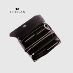 Клатч женский TERGAN 79671 Кожаный на два отделения на молнии SIYAH ARSEL Черный Черный