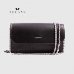 Клатч женский TERGAN 79671 Кожаный на два отделения на молнии SIYAH ARSEL Черный Черный