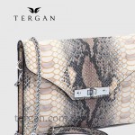 Клатч женский TERGAN 79475 Конвертом Кожаный На цепочке NATURAL PYTHON 