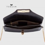 Клатч женский TERGAN 79475 Конвертом Кожаный На цепочке KAHVE PYTHON Темно Коричневый