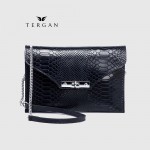 Клатч женский TERGAN 79475 Конвертом Кожаный На цепочке LACIVERT PYTHON 