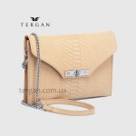 Клатч женский TERGAN 79475 Конвертом Кожаный На цепочке BEJ PYTHON 