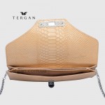 Клатч женский TERGAN 79475 Конвертом Кожаный На цепочке BEJ PYTHON 