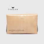 Клатч женский TERGAN 79475 Конвертом Кожаный На цепочке BEJ PYTHON 