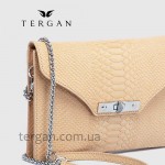Клатч женский TERGAN 79475 Конвертом Кожаный На цепочке BEJ PYTHON 