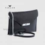 Клатч женский TERGAN 79475 Конвертом Кожаный На цепочке SIYAH PYTHON 