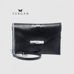 Клатч женский TERGAN 79475 Конвертом Кожаный На цепочке SIYAH PYTHON 