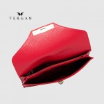 Клатч женский TERGAN 79475 Конвертом Кожаный На цепочке KIRMIZI FLOATER Красный Красный/Розовый