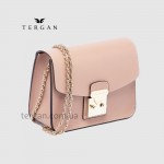 Сумка Женская TERGAN 78972 кожаная на цепочке на плечо NUDE ANALIN Пудра Пудра