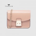 Сумка Женская TERGAN 78972 кожаная на цепочке на плечо NUDE ANALIN Пудра Пудра