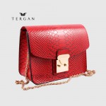 Сумка Женская TERGAN 78972 кожаная на цепочке на плечо KIRMIZI PITON Красный/Розовый