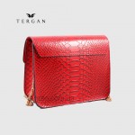 Сумка Женская TERGAN 78972 кожаная на цепочке на плечо KIRMIZI PITON Красный/Розовый