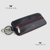 Ключница TERGAN 0192 Кожаная на Одно отделение с кольцом Закрывается на молнию  BORDO RUSTIC