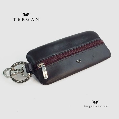 Ключница TERGAN 0192 Кожаная на Одно отделение с кольцом Закрывается на молнию  BORDO RUSTIC