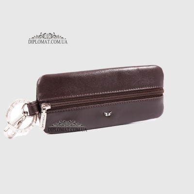 Ключница TERGAN 0192 Кожаная на Одно отделение с кольцом Закрывается на молнию  KAHVE RUSTIC Коричневый