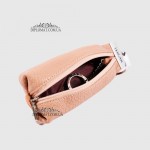 Ключница TERGAN 0193 Стильная Кожаная для ключей среднего размера на молнии  NUDE FLOATER Пудра