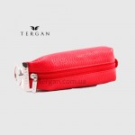Ключница TERGAN 0193 Стильная Кожаная для ключей среднего размера на молнии  KIRMIZI ARSEL Красный/Розовый
