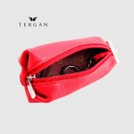 Ключница TERGAN 0193 Стильная Кожаная для ключей среднего размера на молнии  KIRMIZI ARSEL Красный/Розовый