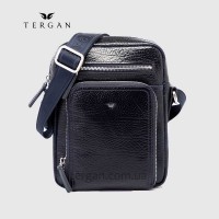 Сумка мужская TERGAN 21430 Кожаная Маленькая с ремнем Через плечо Отделение на металлической молнии LACIVERT BRIC / LACIVERT RUSTIC