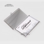 Визитница для своих визиток Металлическая с кожаной вставкой TERGAN 0195  KAHVE RUSTIC Коричневая