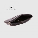 Ключница TERGAN 063 на молнии Кожаная Небольшого размера  SIYAH VEGETAL Черный Черный