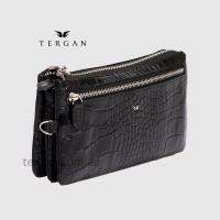Мини Клатч мужской TERGAN 1605 Мягкий с двумя внешними отделением SIYAH ALLIGO